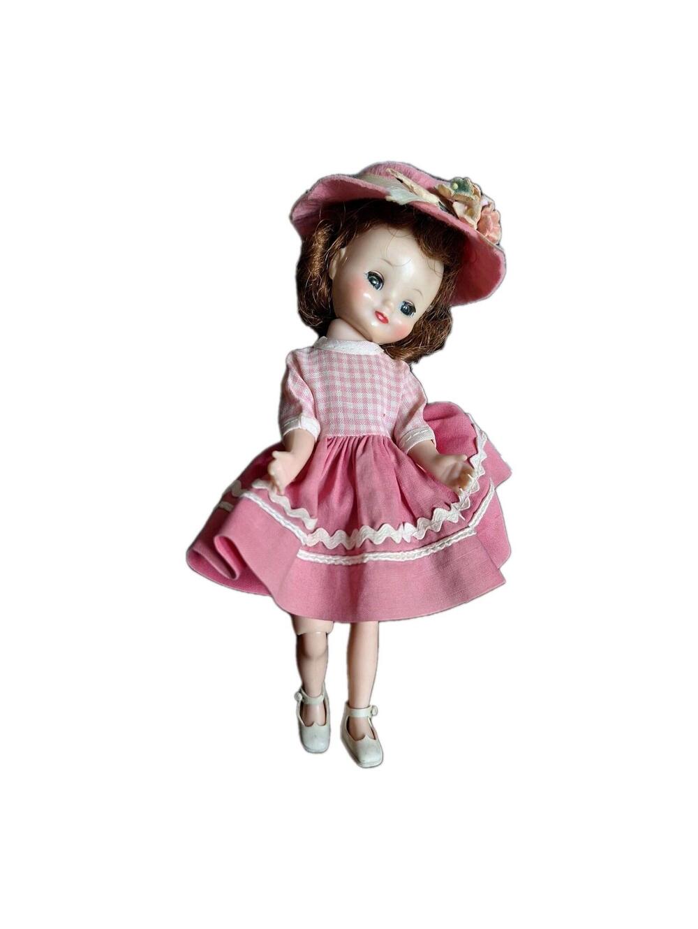 Betsy McCall 1950s VTG Doll 8" American Character Sleep Eyes Pink Dress Hat Shoe
